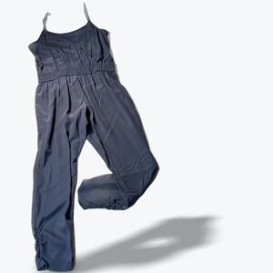 Parker Lane Jumpsuit Silk Surplice Back Navy Blue  Elastic Waist XS NWT $298
